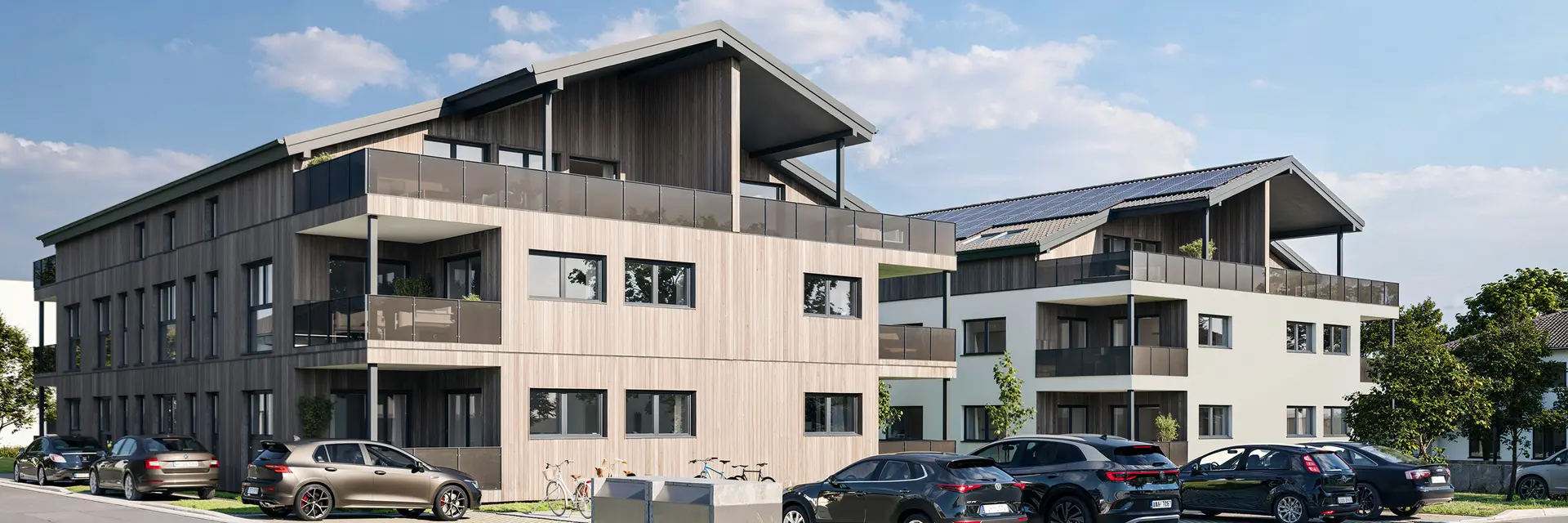 Mehrfamilienhaus mit moderner Holzbau-Architektur